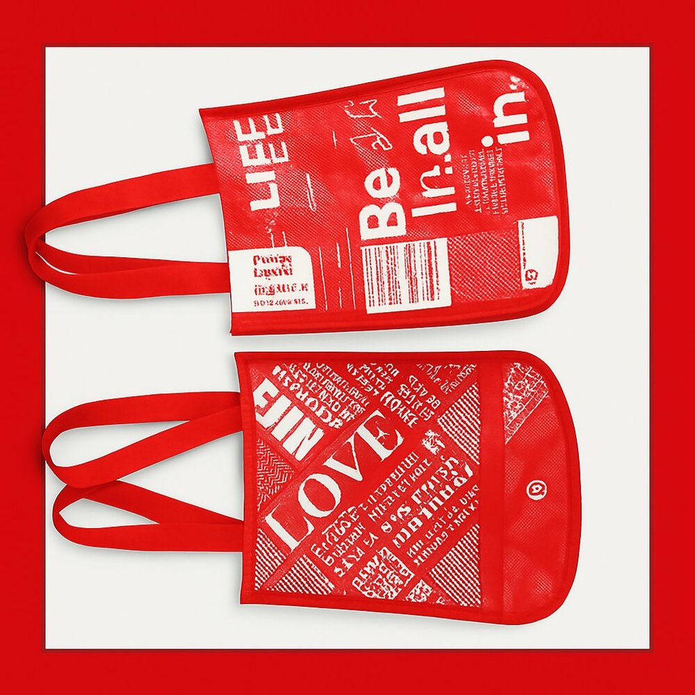 Lululeon Red Graphic Tote Bags 2 Totes